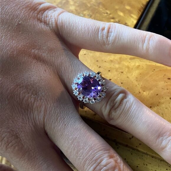 Moroccan Amethyst Red Garnet Sterling Silver Ring Size 7 - Picture 4 of 9